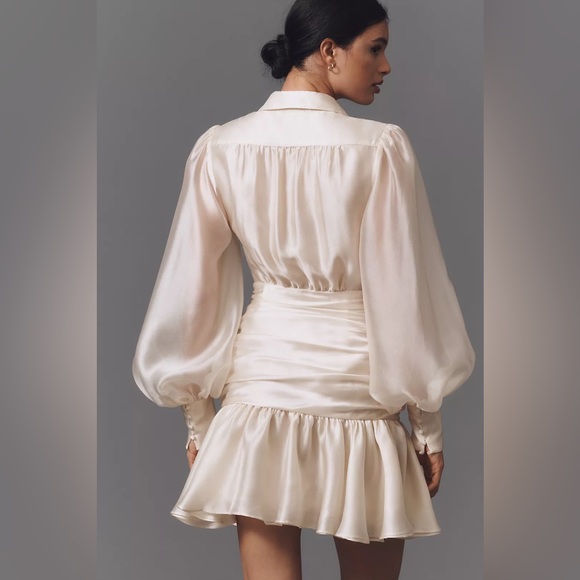 Anthropologie Bardot Milani Drop-Waist Organza Mini Shirt Dress Sz S 4 NWT - Picture 2 of 5